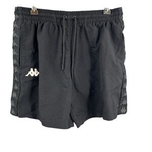 Kappa Mens Swim Trunks Shorts Black Size Large Mesh Lined Logo Side Taping